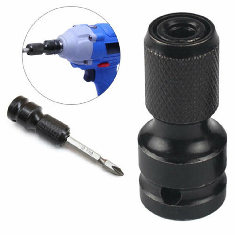 Wrench 1/2inch Drive to 1/4inch Hex Drill Chuck Converter Change Socket Adapter