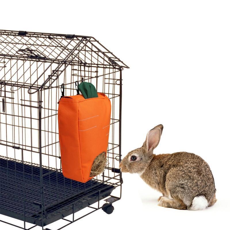Rabbit Hay Feeder Carrot Shaped Bag Hanging Feeding Storage Sacks for Guinea Pig
