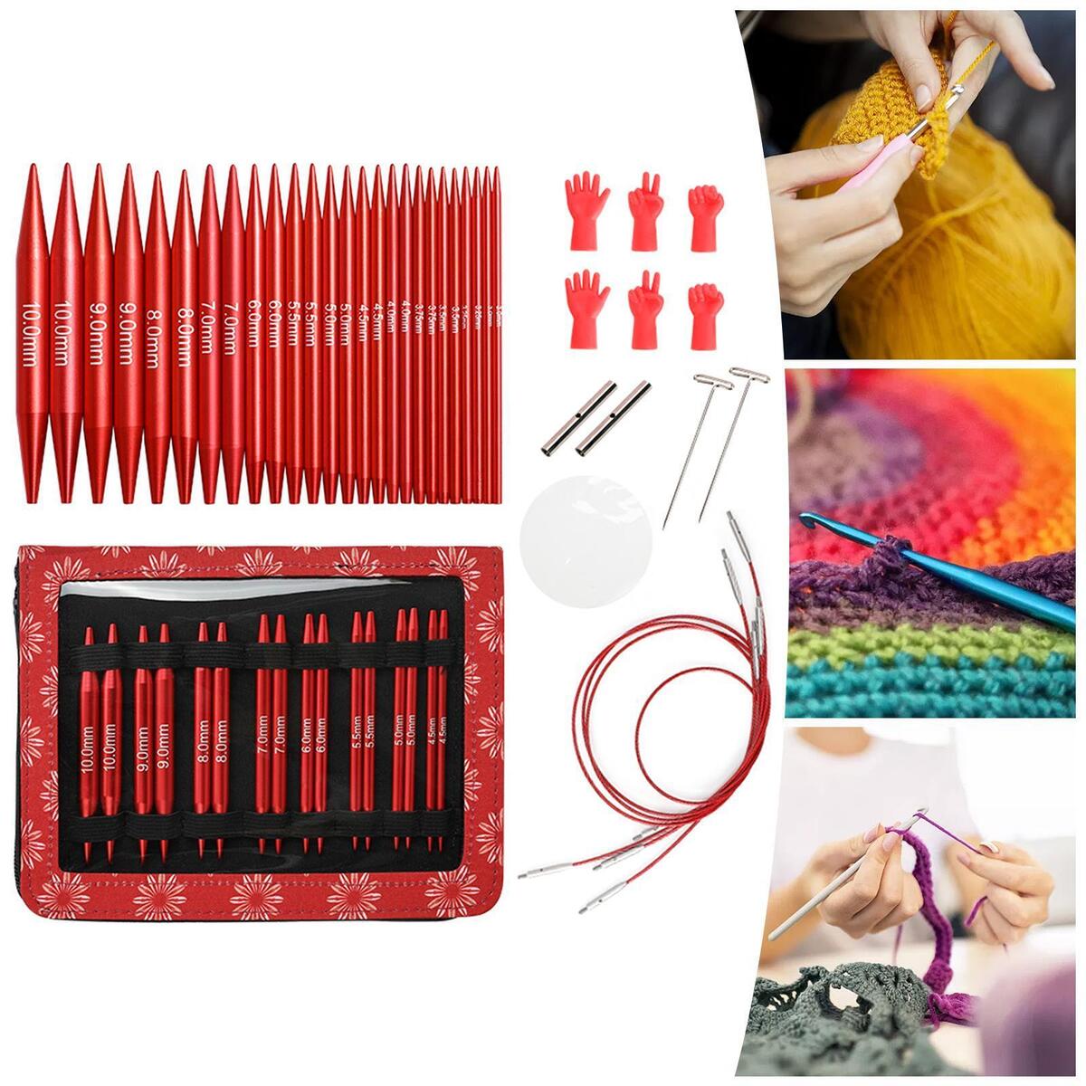 With Bag Grip Needles Sewing Tools Knitting Needles Sets Soft Crochet Hooks