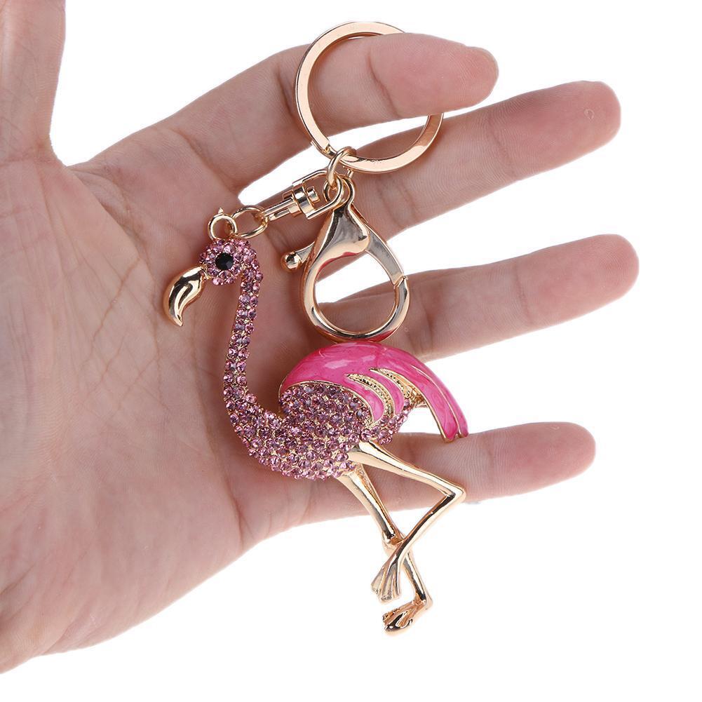 Animal Bird Key Chains for Car Rhinestone Bag Pendant Women Keyring(Pink)