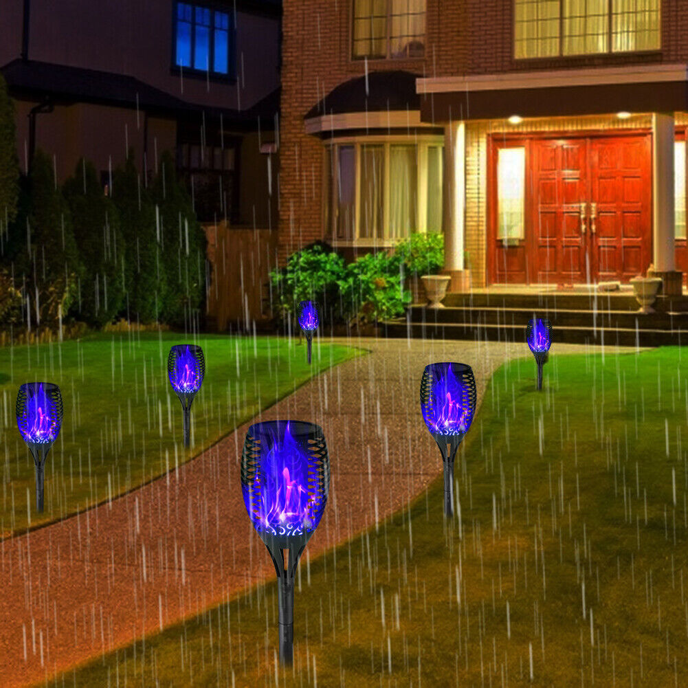 12 LED Flame Torch Light Solar Powered Garden Plug-In Decor Lamp (2pcs)
