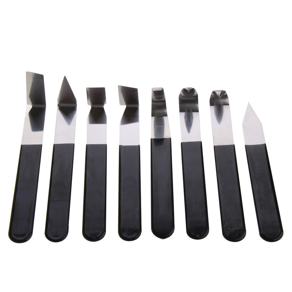 8 Pcs Stainless Steel Pottery Clay Sculpture Carving w/Rubber Handle