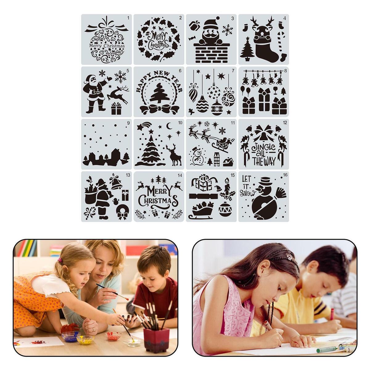 16Pcs/Set Christmas Stencils Template Template  for Making Decoration