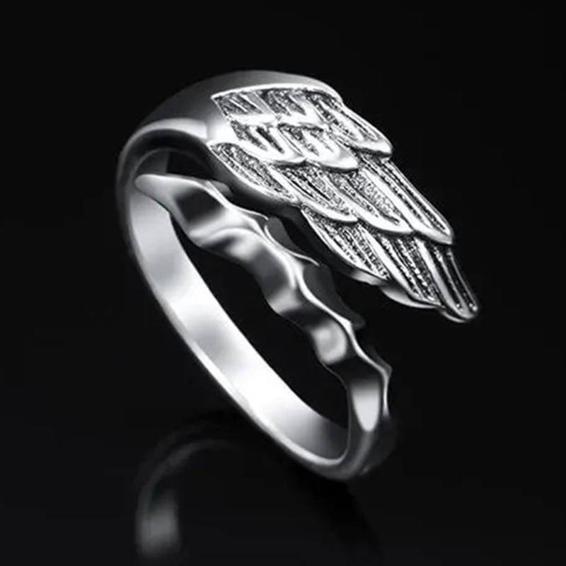 Angel Demon Wing Ring Couples Punk Adjustable Rings Birthday Gift for Men Women