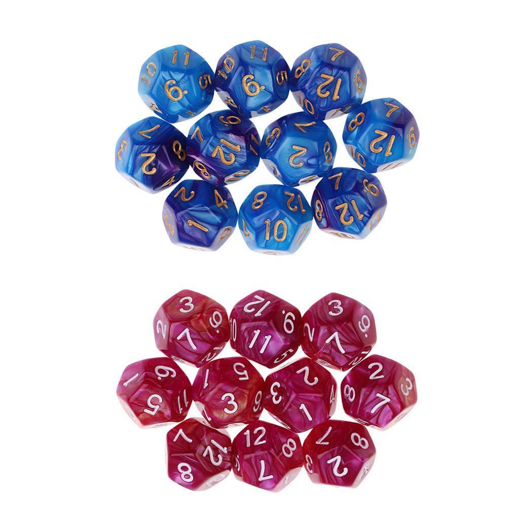 20pcs Acrylic Opaque 12 Sided  D12 Polyhedral s for Roleplaying Game