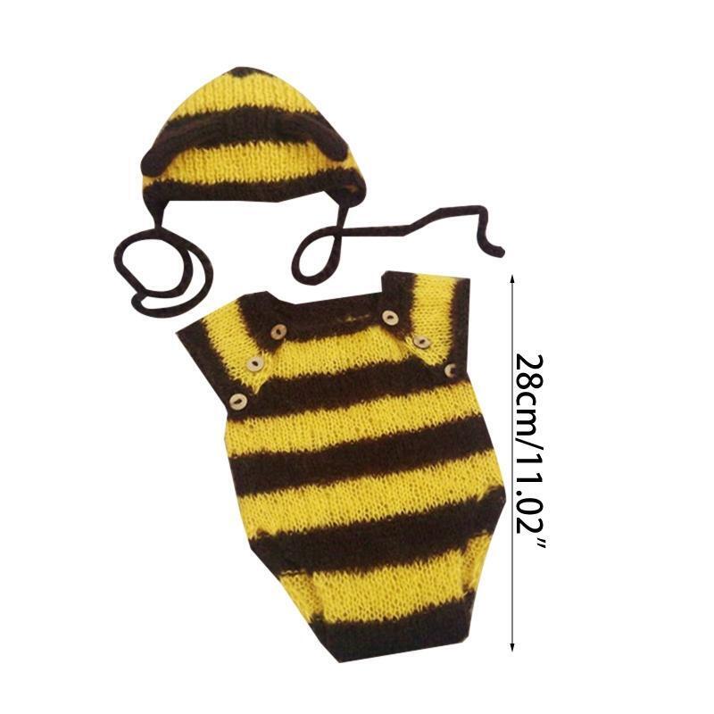 Bee Costume Newborn Baby Photography Props Handmade Crochet Baby Photo Outfits