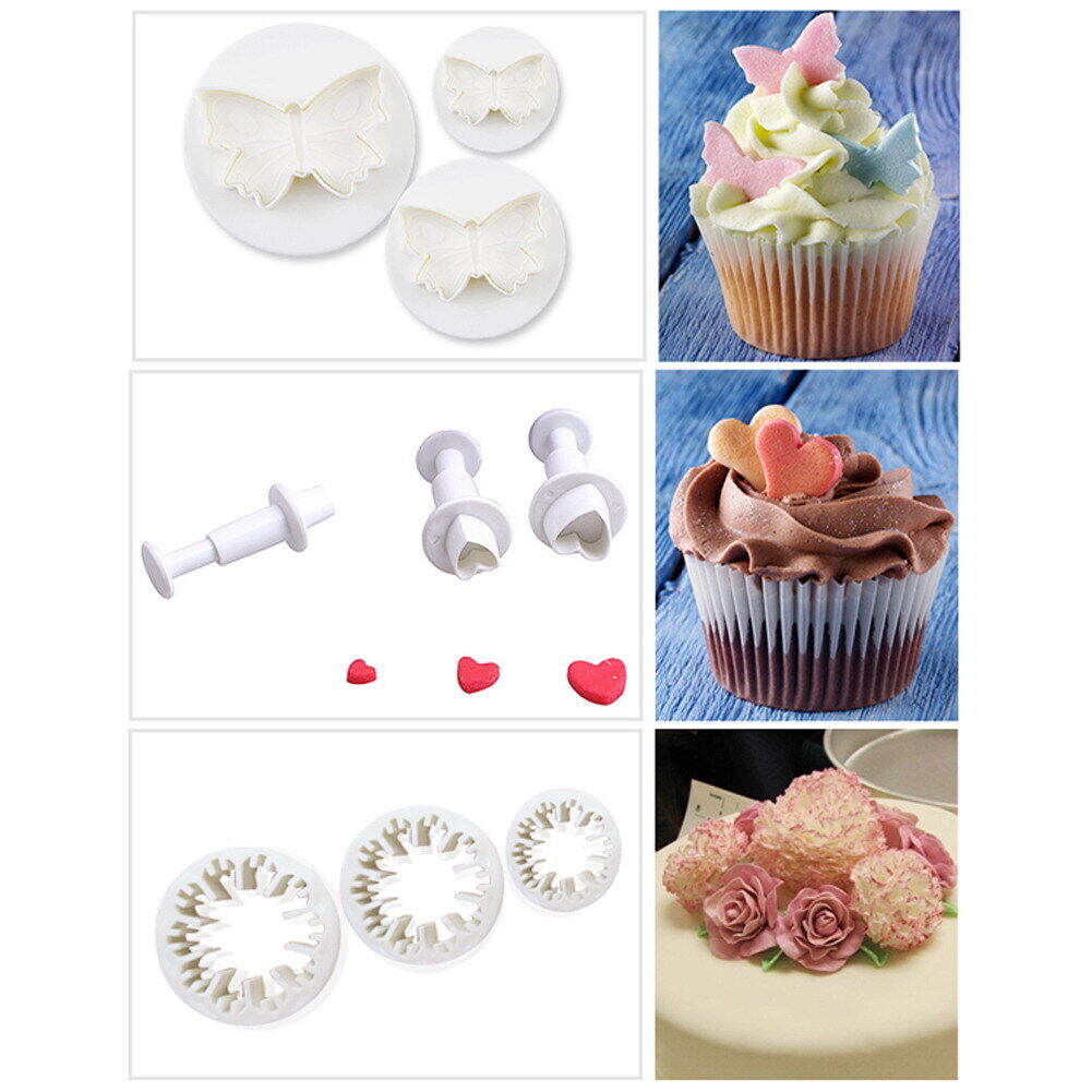 33pcs Sugarcraft Cake Decorating Fondant Plunger Cutters Tools Mold