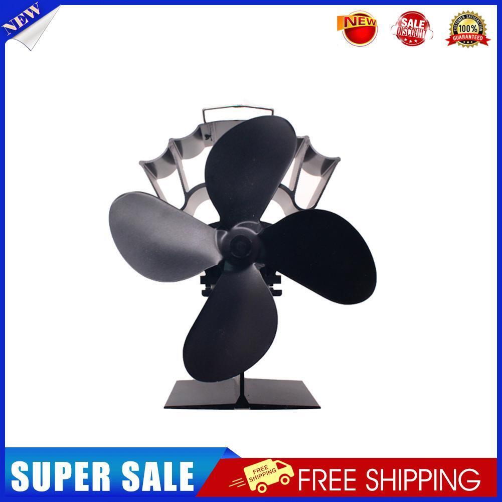 4-Blade Automatic Heat Powered Stove Fan Energy-Saving Wood Fireplace Fans