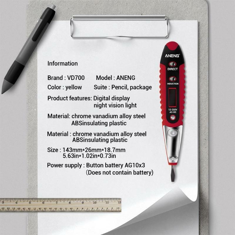 AC DC 12-250V Digital Voltage Tester Pencil Electric Pen Voltage Detector Meter