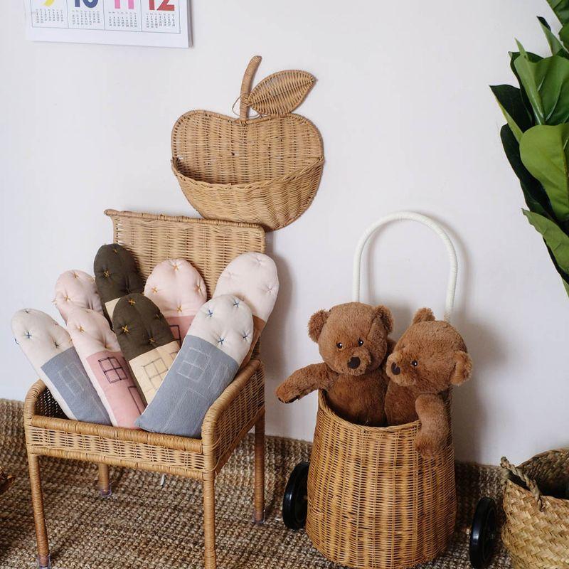 Hanging Clothing Home Decor Cute Hand Woven Fruit Shape Rattan Basket Organizer