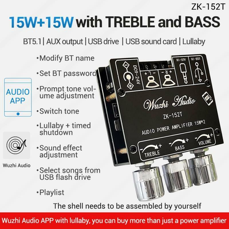 ZK-152T Bluetooth-Compatible Digital Amp Board Audio Stereo Board 2.0 Channel DC