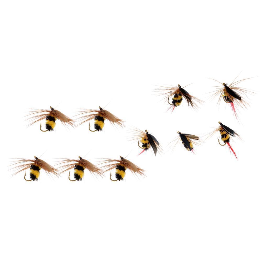 10 pcs/lot Fly Fishing Flies Bumble Bee Fly Fishing Bass Trout Insect Lure