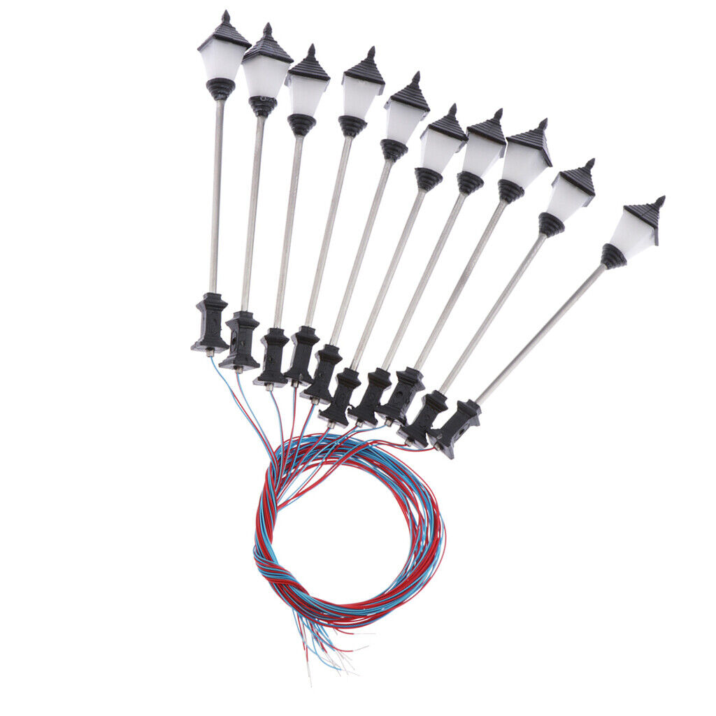 10Pcs Railway Led Lamppost   Lights 1:100 HO Scale 7cm 12V Layout