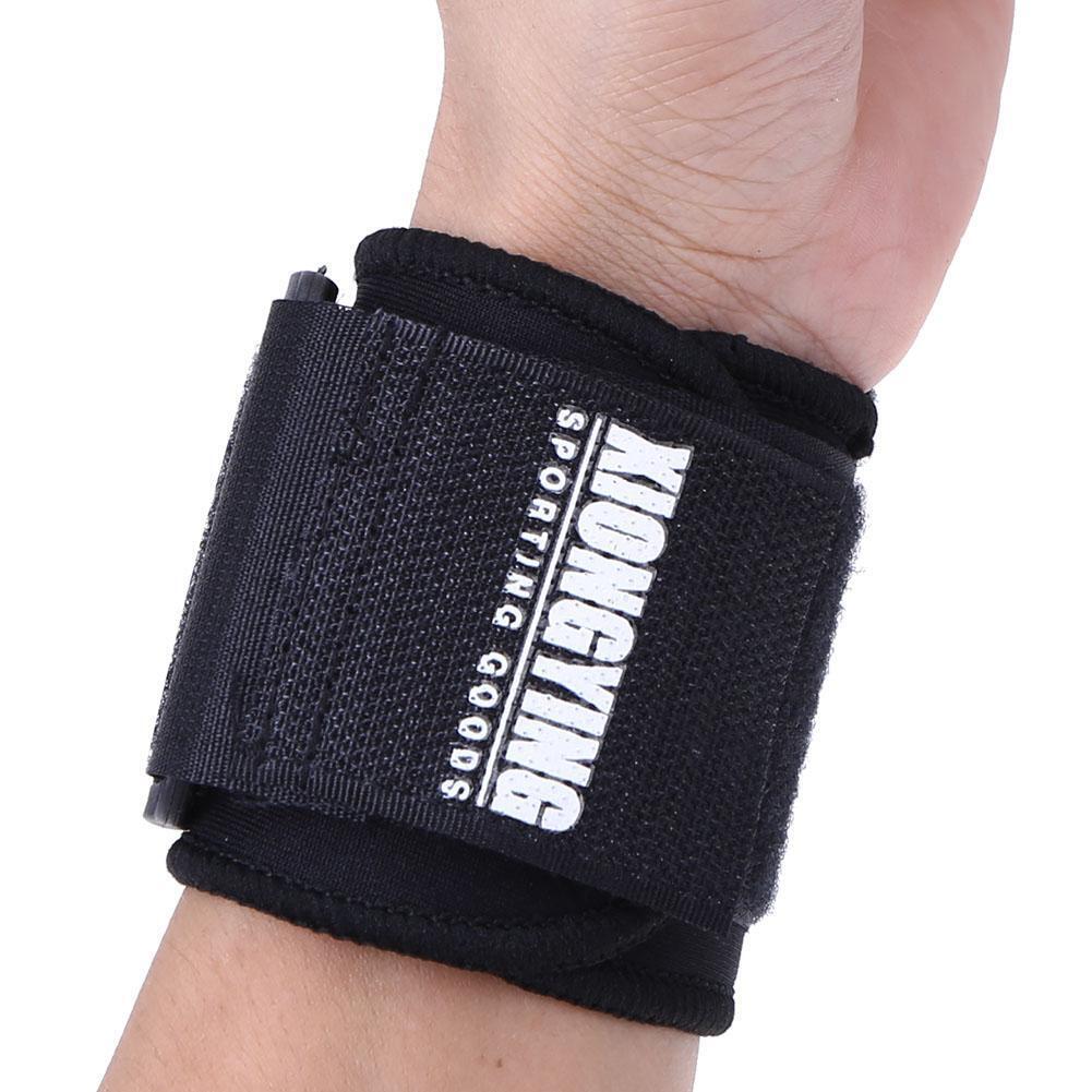 1Pair Adjustable Cotton Wrist Support Bandage Wraps Gym Wristbands(Black)