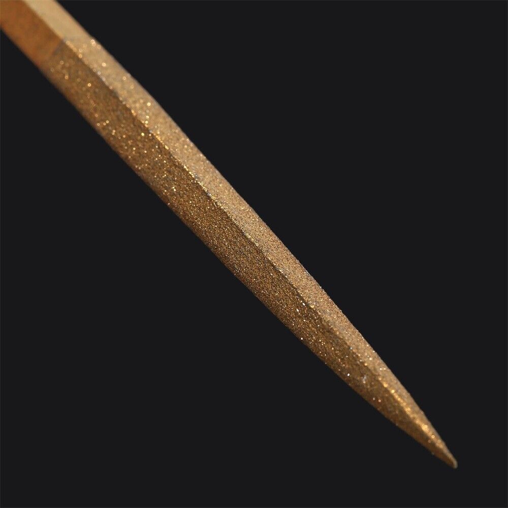 10Pcs Grit 120# Needle File 3x140mm Titanium Diamond Coated Carving Shaping Tool