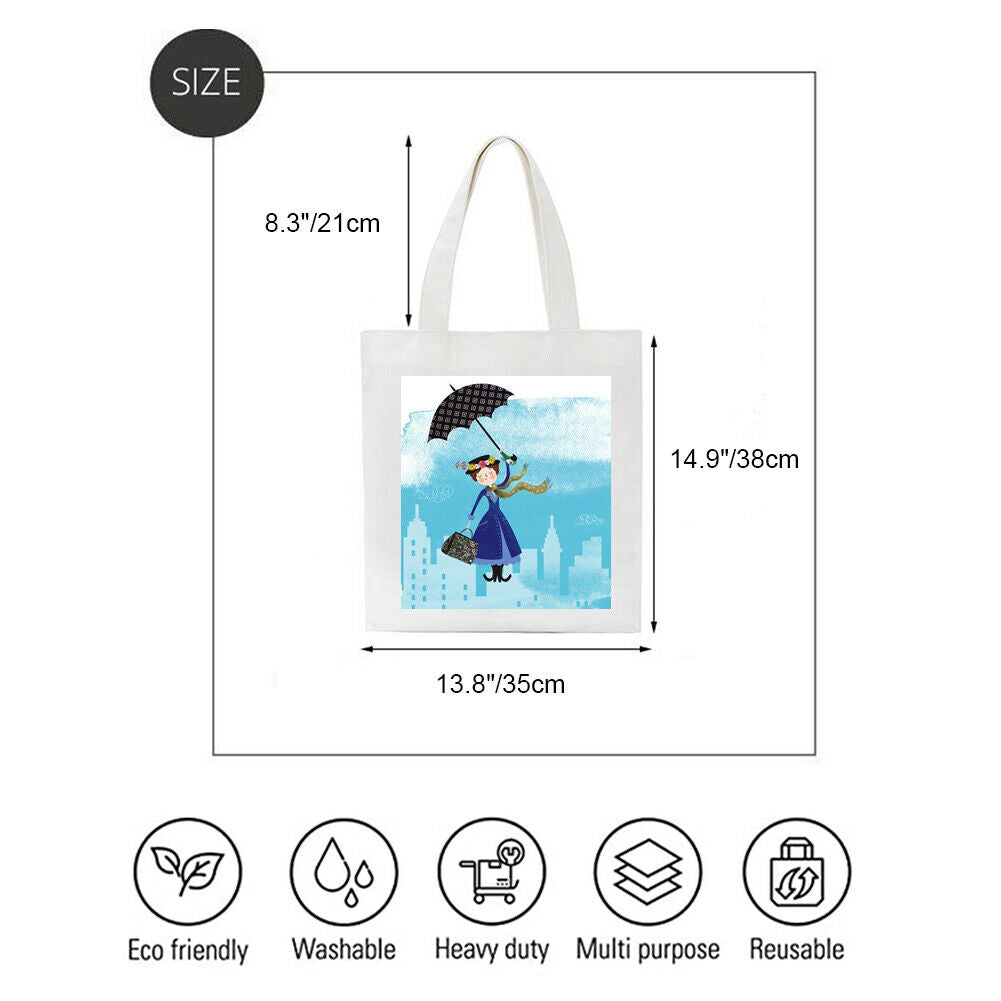 Girl with umbrella Printed Canvas Tote Bag (35*38cm)
