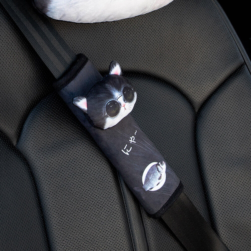 Cartoon Animal Car Seat Belt Cover Seatbelt Shoulder Pad (Cat w/ Glasses)