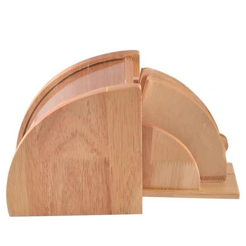 Wooden Hand-Made Coffee Rack Dust Filter Paper Box Tools with Acrylic Cover Gift