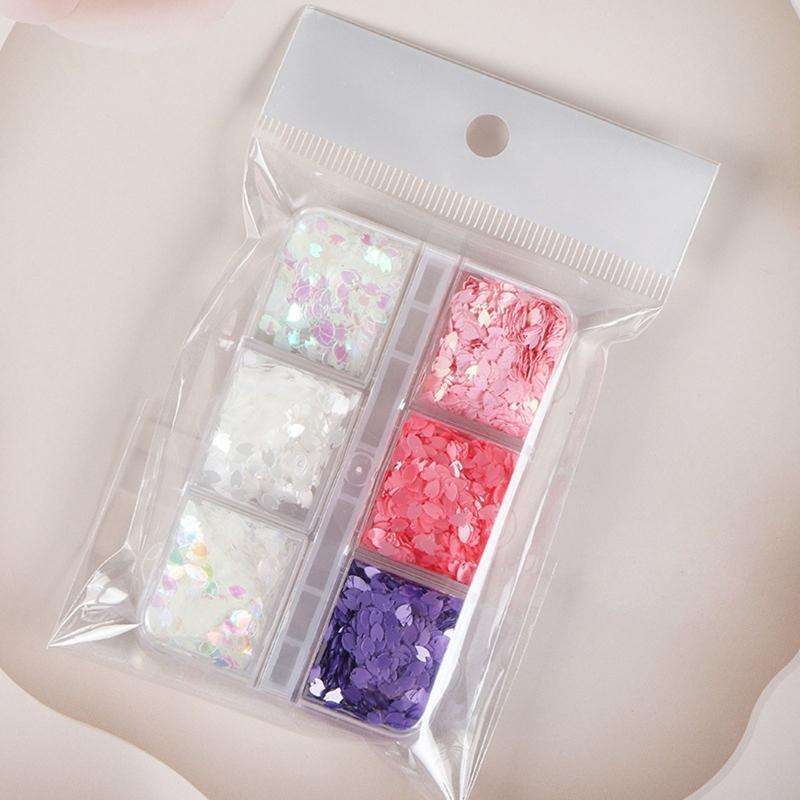 6 Grids Boxed Mixed Cherry Blossom Petal Manicure Decorative Sequins for Women