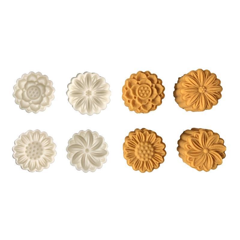 25g 4pcs Cookie Stamps Thickness Adjustable Moon Cake Mold Set Hand Press Cutter