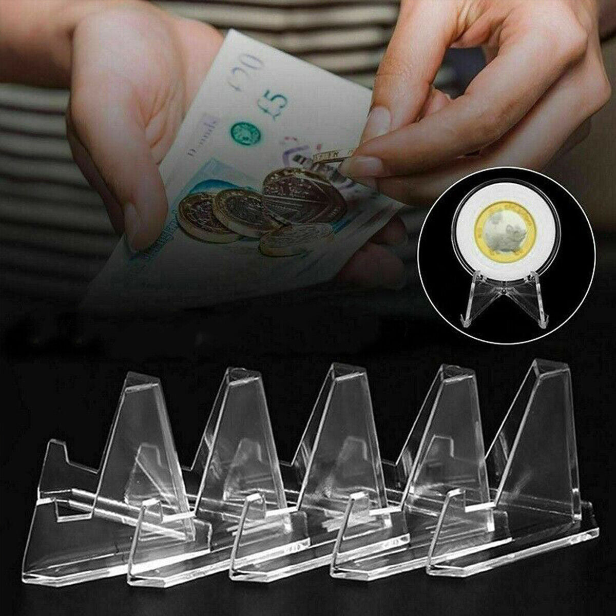 10PCS Card Stand Graded Cards Display Stand Coins Small Box Paper Clip Holder