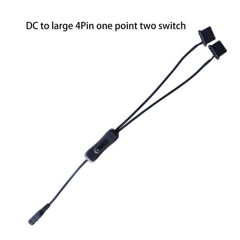 DC 5521 to Molex PWM CPU Case Fan Connector DC to Large 4Pin with ON/Off Toggle
