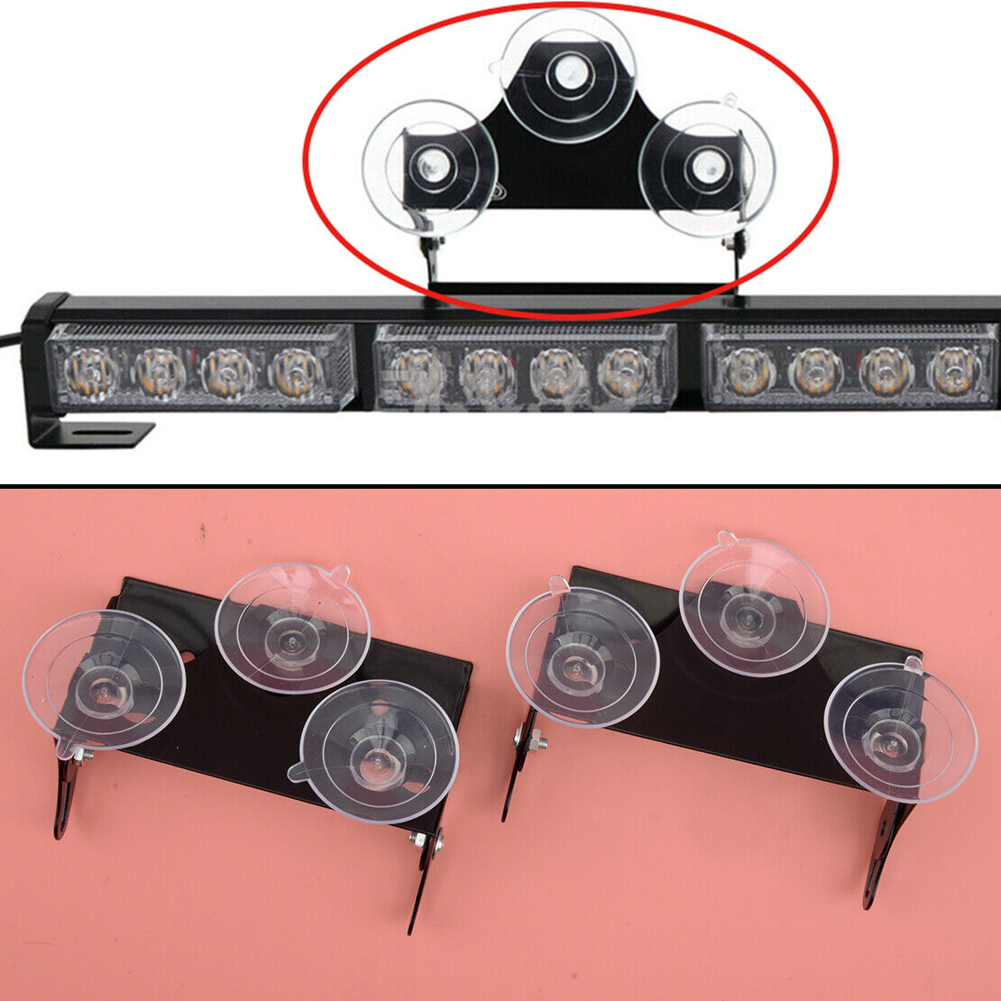 2xBracket w/Suction Cups Fit For 52023 Strobe Traffic Advisor COB LED Light Bar