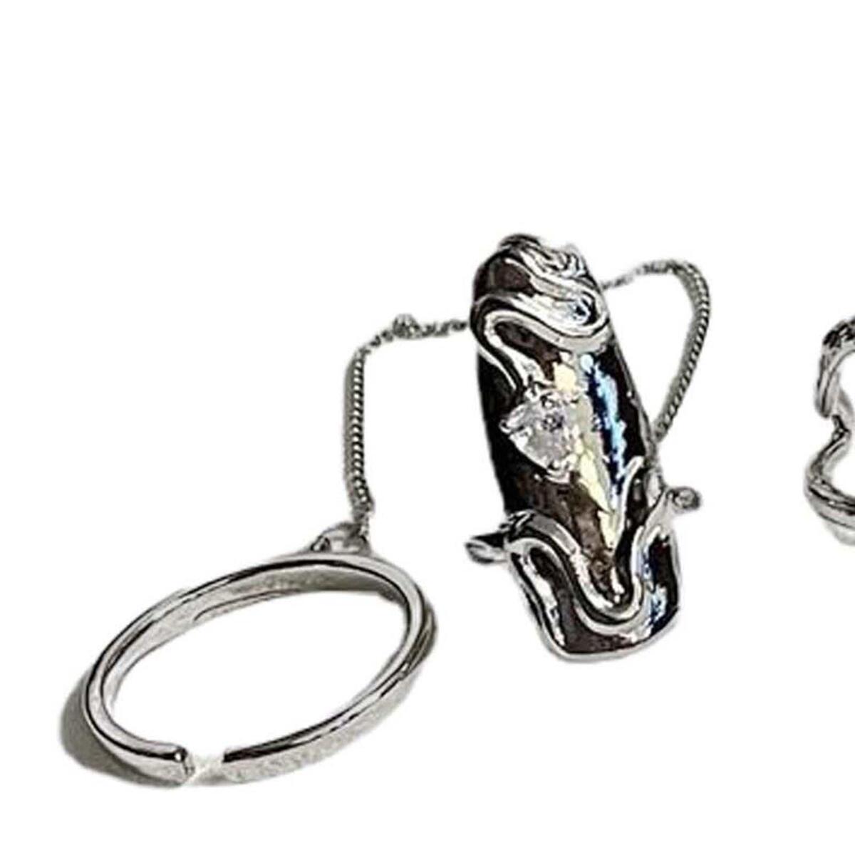 4 Pieces Fashion Fingernails Ring Nail Art Charms Rhinestone for Party