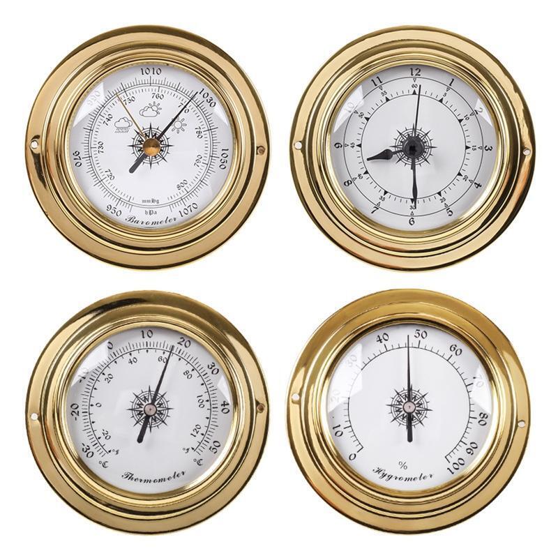 4pcs Thermometer Hygrometer Barometer Watch Clock Copper Shell Weather Station