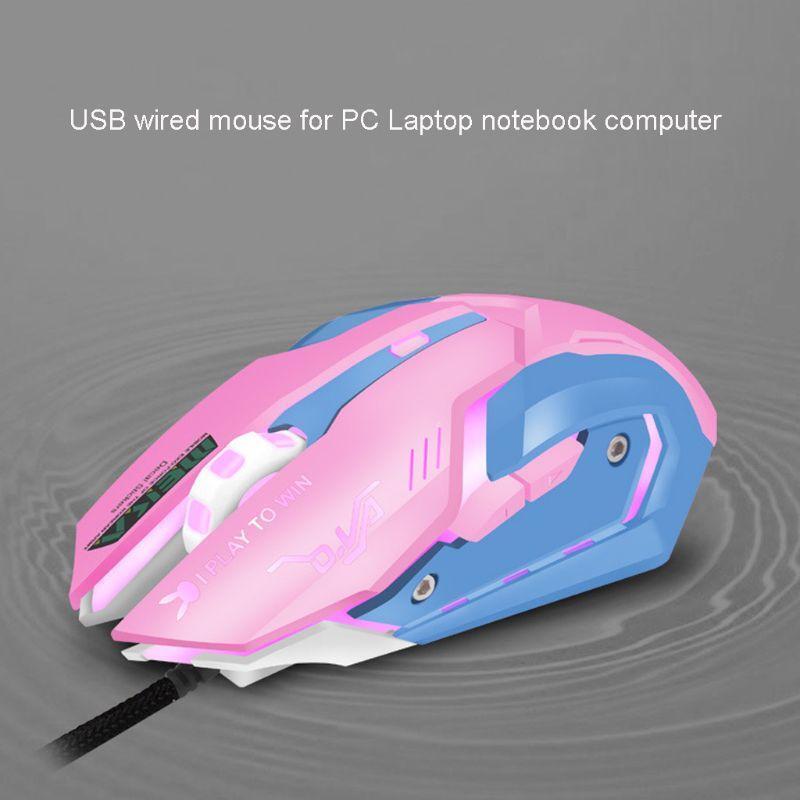 Pink 3200DPI Wired Ergonomic Optical USB Computer Mouse for PC Laptop Notebook
