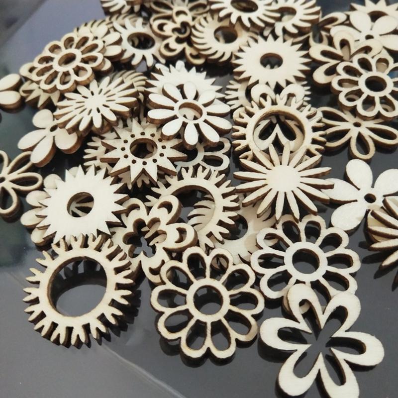50 Pcs/Set Natural Wood Slices for Wedding Table Scatter Decorations Ornaments