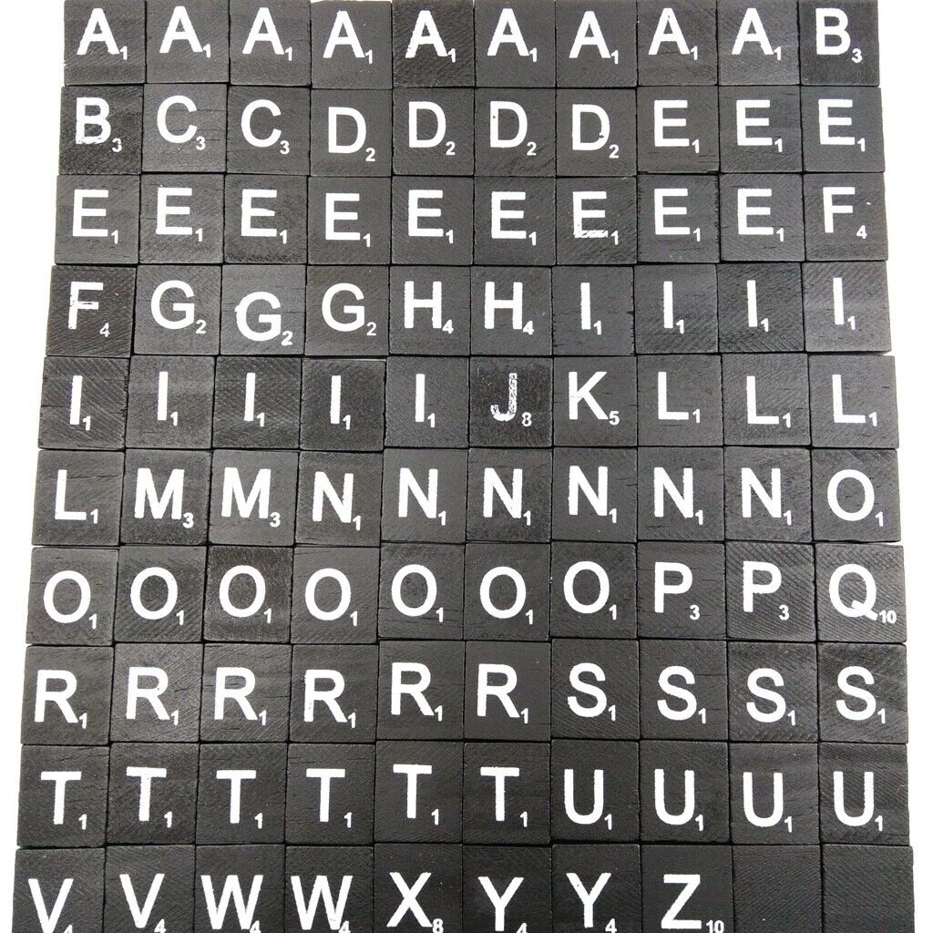 100 Pieces New Wooden Alphabet Tiles Mixed Letters and Number Game Pieces