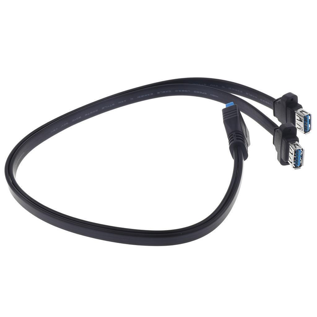 2Ports 50cm USB 3.0 Type A Female to Motherboard Header 20Pin Cable Adapter