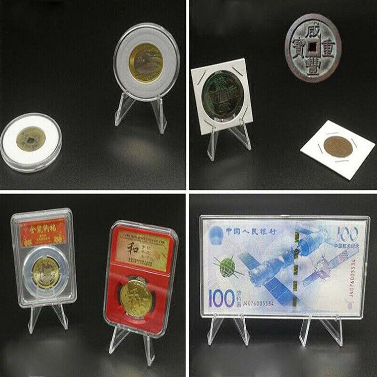 10PCS Card Stand Graded Cards Display Stand Coins Small Box Paper Clip Holder