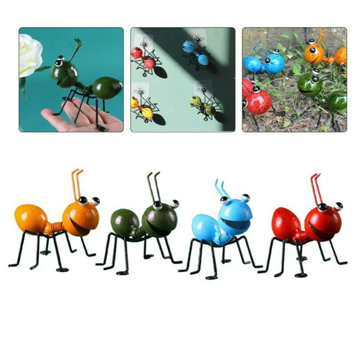 4PCS Garden Art Metal Sculpture Ant Ornament Cute Insect Art Garden Lawn Decor