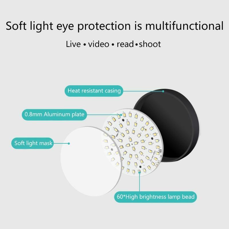 Rotatable Dimmable Round Selfie Ring Light 4 Inch Lamp Camera Phone Holder