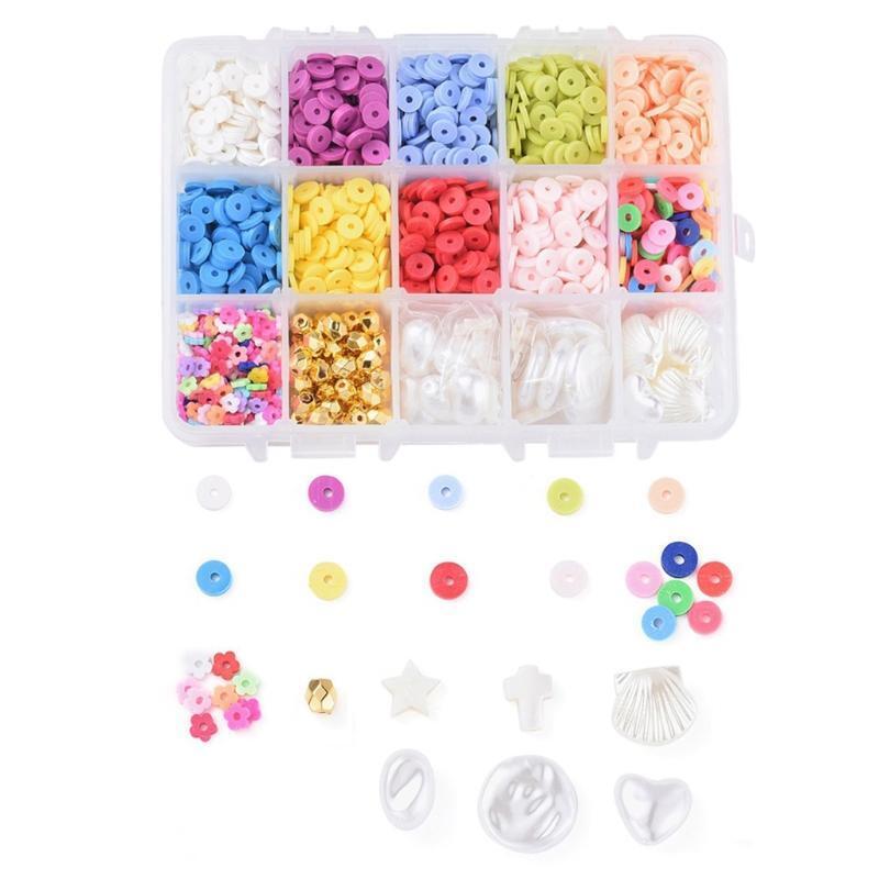 Mixed Colour Flat Round Polymer Clay Beads DIY Jewelry Making Bracelet