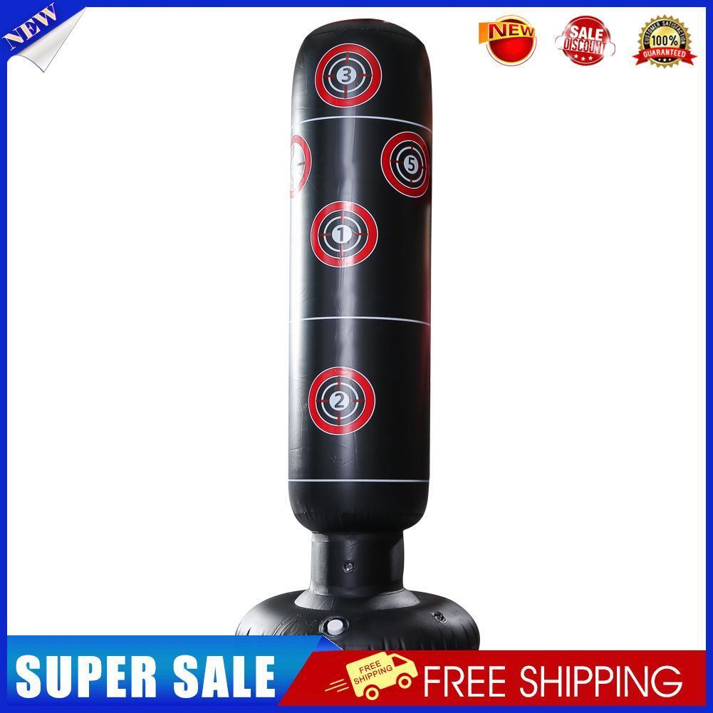 Inflatable Boxing Bag Train Punching Stand Fitness Equipment (Black 1.6m)