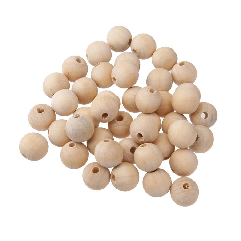50pcs 12mm Round Unpainted Wood Beads Loose Spacer Ball Handmade Crafts DIY