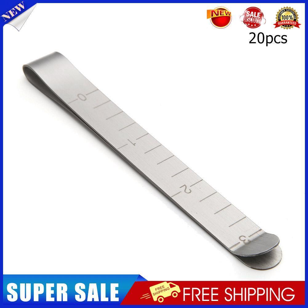 20pcs Stainless Steel Hemming Clips Measurement Ruler Sewing Quilting Clips