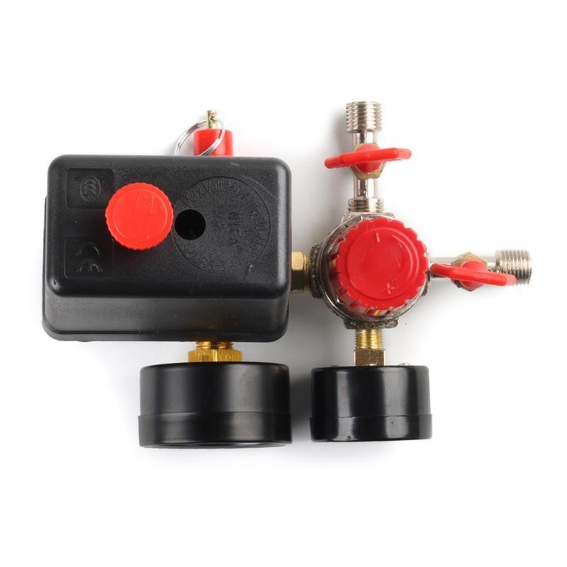 Air Compressor Pressure Switch Gauge Double Safety Valve Pressure Control 220V