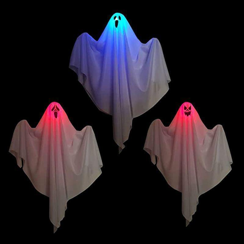 Halloween Ghost Pendant Led Light 3 Colors Changing Lamp Ornament