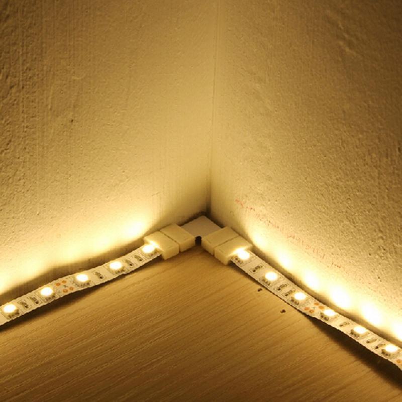 30 Pieces 4-Pin T/L Shape RGB LED Light Strip Connector Solderless Adapter