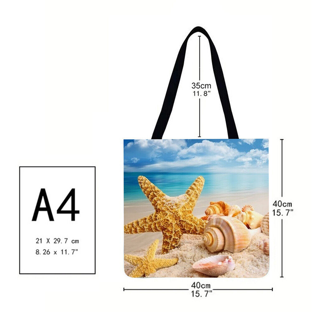 Shell starfish Printed Shoulder Shopping Bag Casual Large Tote Handbag