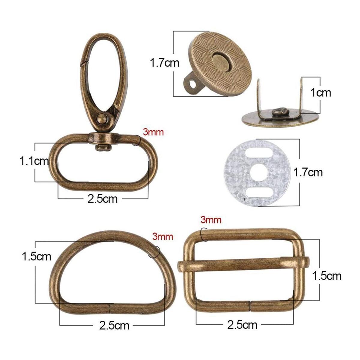 2x Purse Hardware Set D Buckle Snap Hooks Key Chain for DIY Wallet Bag Making