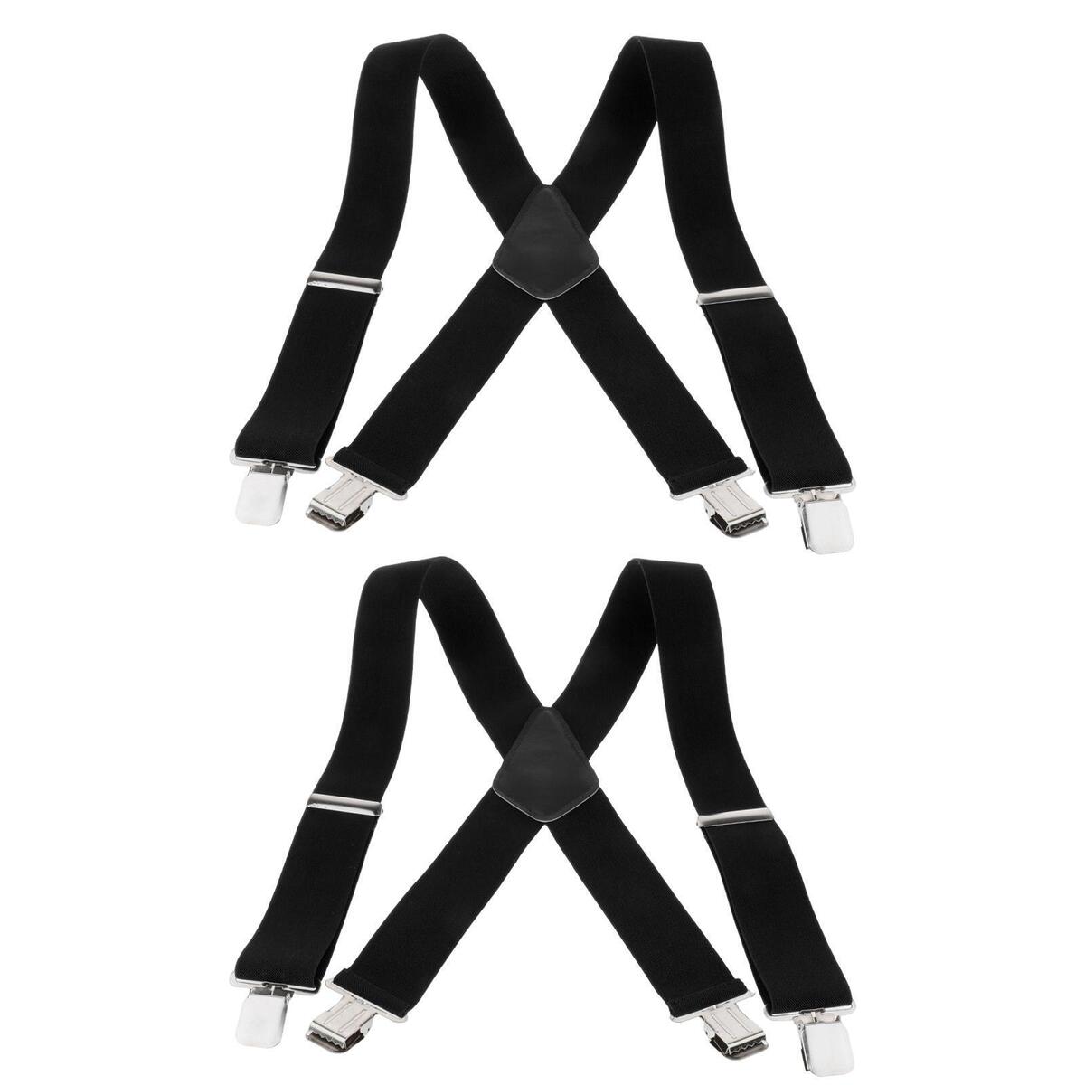 2x Mens Wide Adjustable Braces Suspenders Elastic Clip on Trousers Jeans XShape