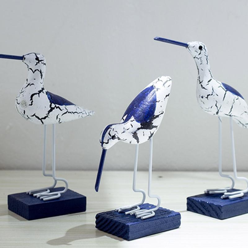 Nautical Coastal Birds Sculpture Home Decor Statue Beach Seagulls Ornaments