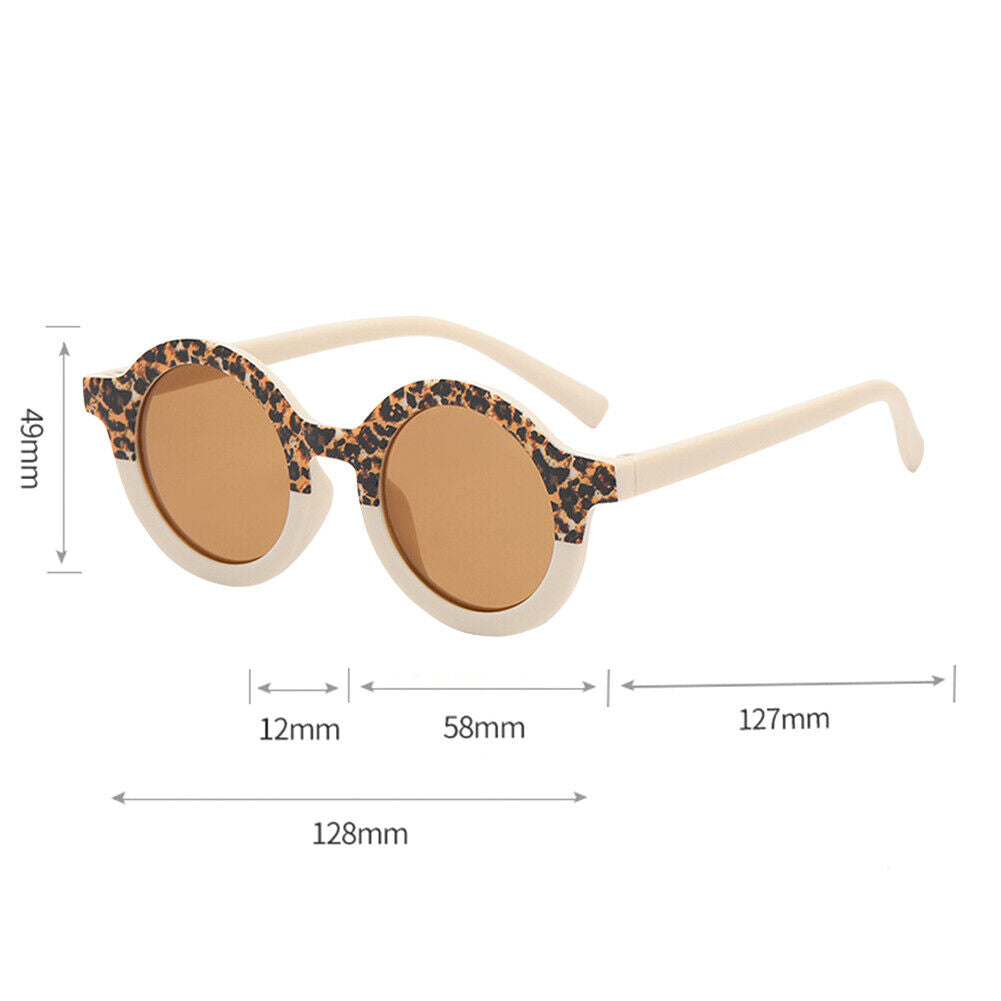 Summer Kids Girl Boys Sunglasses Leopard Children UV400 Eyewear (Beige)