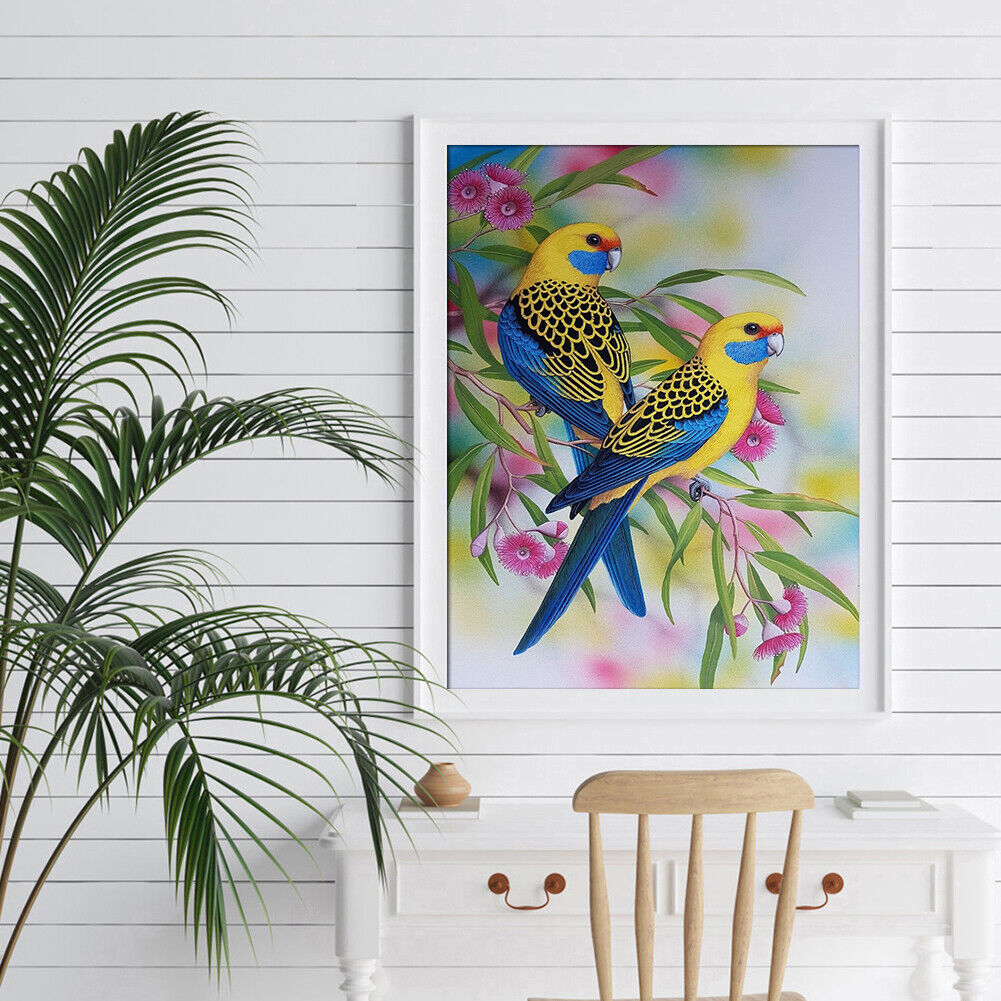 DIY Blue Rose Birds Animal 5D Mosaic Full Drill Round Diamond Painting Kit