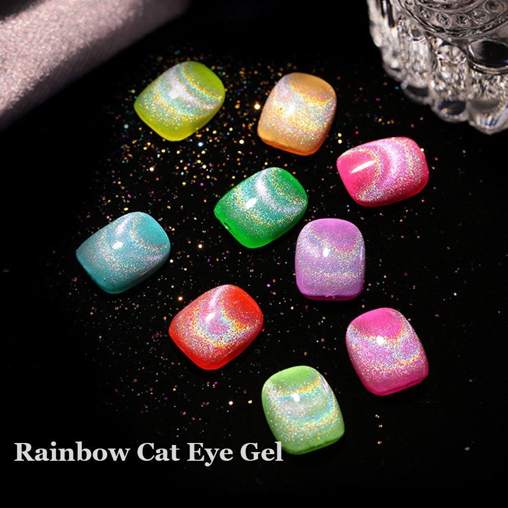 Glitter 15ml Rainbow Cat Eye Nail Gel Magnetic Gel Colorful Reflective Glitter
